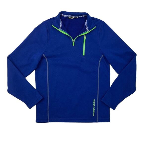 Under Armour Sweater Mens S Small Royal Blue ColdGear 1/4 Zip Fleece Pullover - Picture 1 of 13